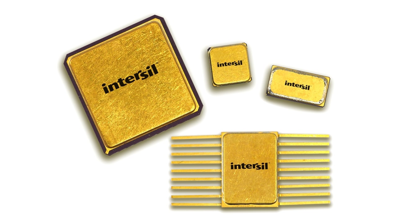 Intersil gold rad hard IC chip packages.