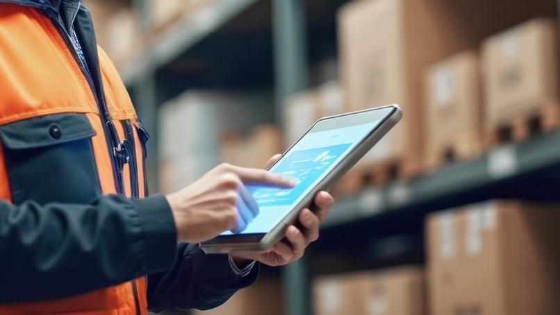 Warehouse worker tracking and locationing packages using a tablet