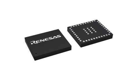 3D illustration featuring top and bottom views of FCQFN IC chip package with 52 lead count
