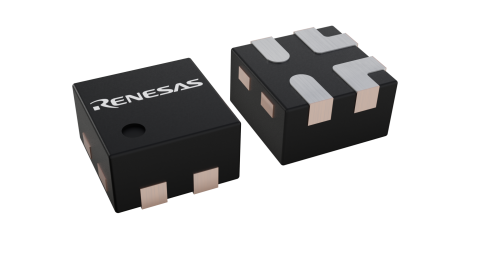 3D illustration featuring top and bottom views of STDFN IC chip package with 4 lead count
