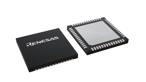 3D illustration featuring top and bottom views of FCQFN IC chip package with 56 lead count.